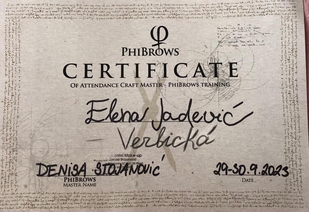 Osvědčení Elena Verbická